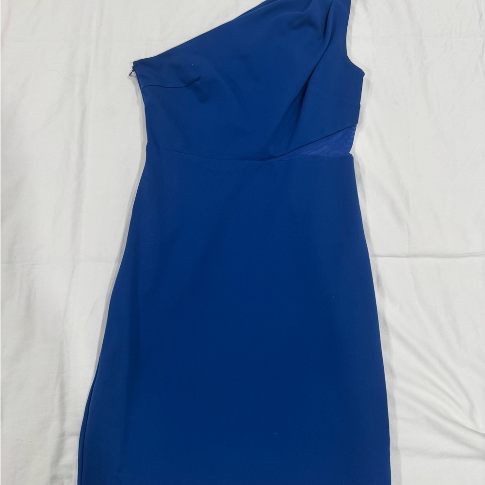 Halston Heritage Blue One-Shoulder mini Dress